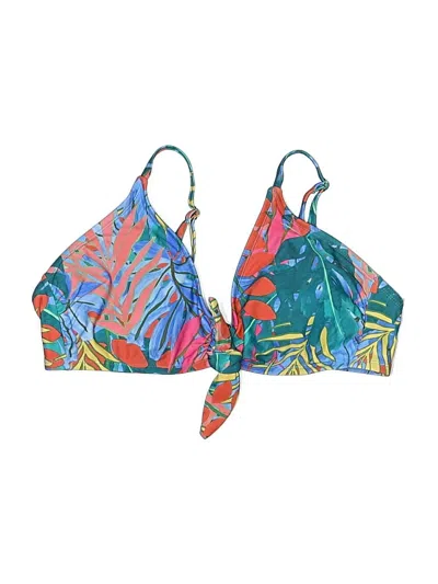 Pre-owned Kona Sol Swimsuit Top Blue Tropical Pattern Swimwear