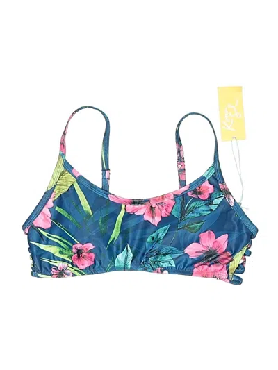 Kona Sol Swimsuit Top Blue Tropical Pattern Swimwear
