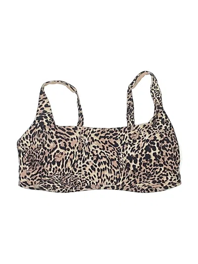 Pre-owned Kona Sol Swimsuit Top Brown Animal Print Pattern Swimwear