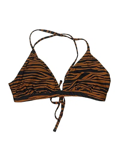 Pre-owned Kona Sol Swimsuit Top Brown Animal Print Pattern Swimwear