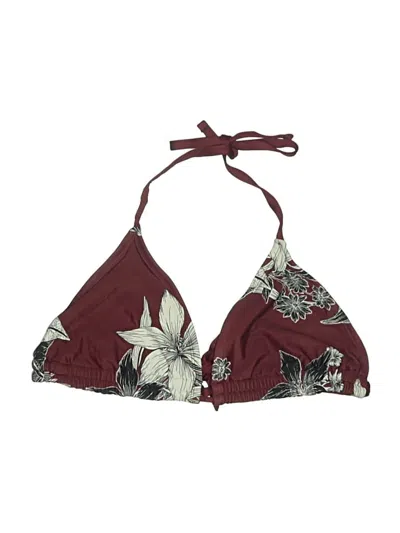 Pre-owned Kona Sol Swimsuit Top Burgundy Print Pattern Swimwear