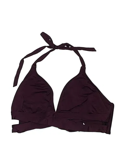 Pre-owned Kona Sol Swimsuit Top Burgundy Solid Pattern Swimwear