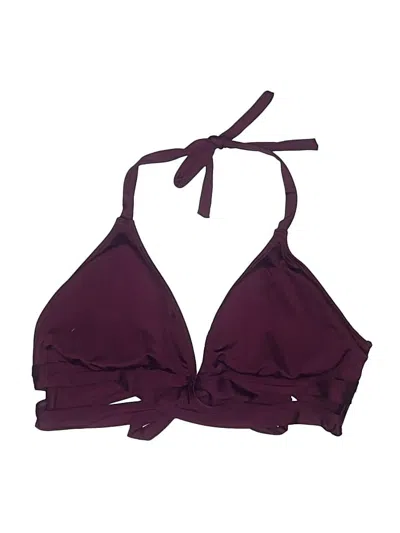 Pre-owned Kona Sol Swimsuit Top Burgundy Solid Pattern Swimwear