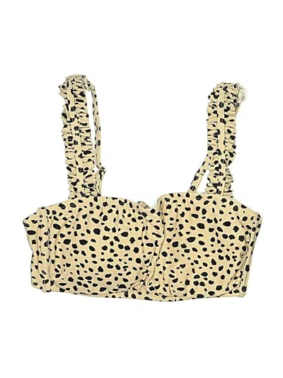 Pre-owned Kona Sol Swimsuit Top Gold Animal Print Pattern Swimwear