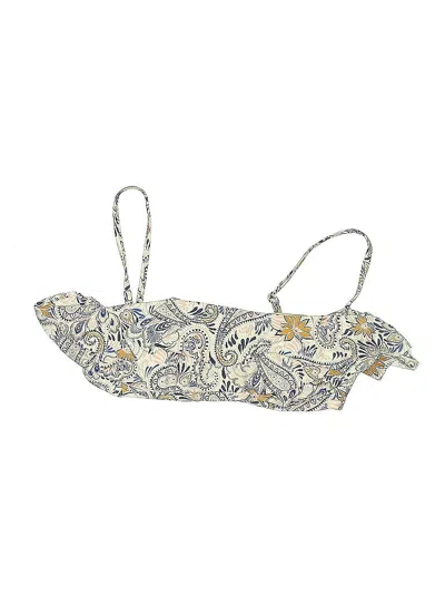 Pre-owned Kona Sol Swimsuit Top Gold Paisley Pattern Swimwear