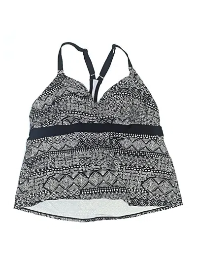 Pre-owned Kona Sol Swimsuit Top Gray Print Pattern Swimwear