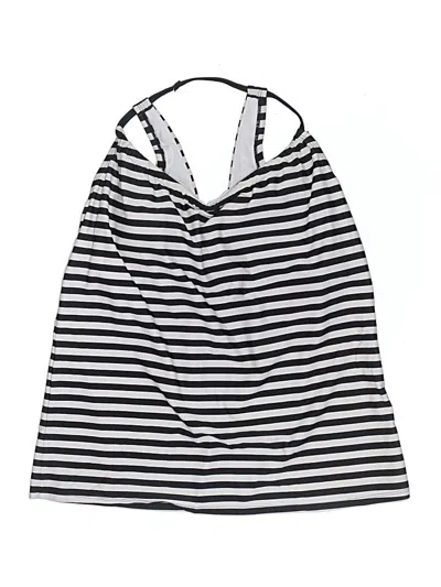 Pre-owned Kona Sol Swimsuit Top Gray Stripes Pattern Swimwear