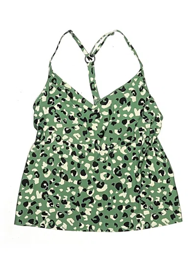 Pre-owned Kona Sol Swimsuit Top Green Camo Pattern Swimwear