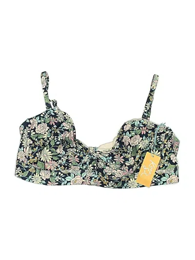 Kona Sol Swimsuit Top Green Floral Pattern Swimwear