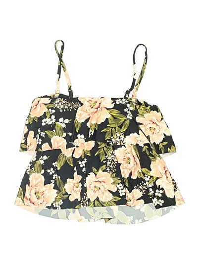 Pre-owned Kona Sol Swimsuit Top Green Floral Pattern Swimwear