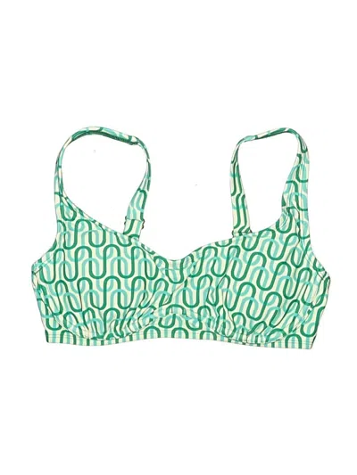 Pre-owned Kona Sol Swimsuit Top Green Print Pattern Swimwear