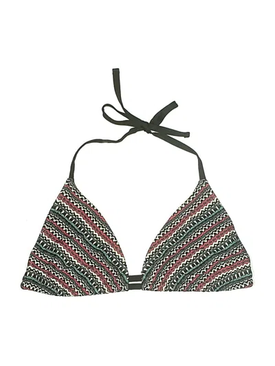 Pre-owned Kona Sol Swimsuit Top Green Tweed Pattern Swimwear