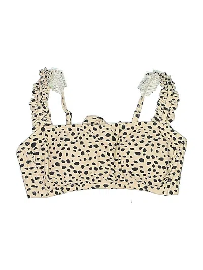 Pre-owned Kona Sol Swimsuit Top Ivory Animal Print Pattern Swimwear