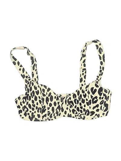 Pre-owned Kona Sol Swimsuit Top Ivory Animal Print Pattern Swimwear