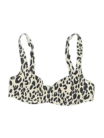 Pre-owned Kona Sol Swimsuit Top Ivory Animal Print Pattern Swimwear