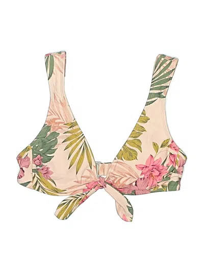 Pre-owned Kona Sol Swimsuit Top Ivory Floral Pattern Swimwear