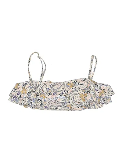Pre-owned Kona Sol Swimsuit Top Ivory Paisley Pattern Swimwear