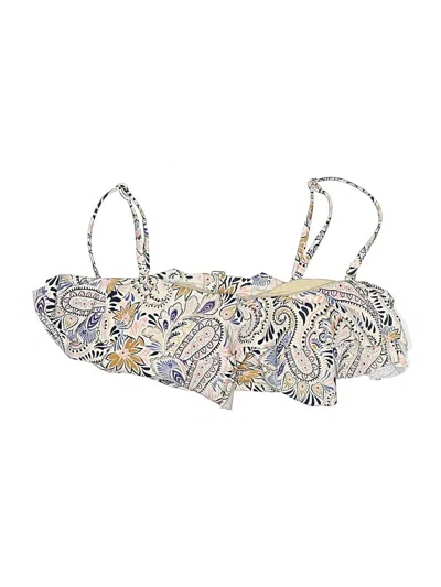 Pre-owned Kona Sol Swimsuit Top Ivory Paisley Pattern Swimwear