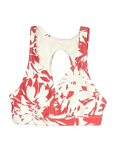 Pre-owned Kona Sol Swimsuit Top Ivory Print Pattern Swimwear In White