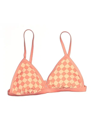 Pre-owned Kona Sol Swimsuit Top Orange Argyle Pattern Swimwear