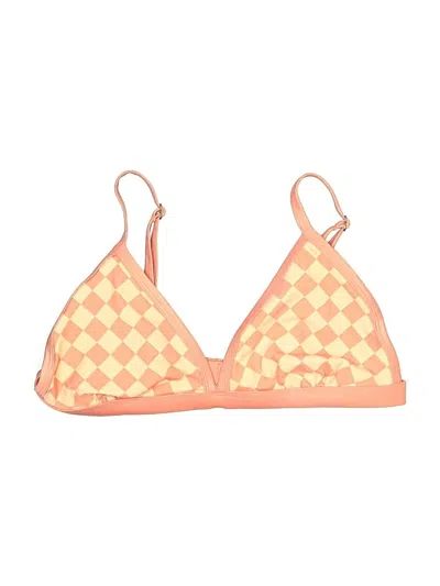 Pre-owned Kona Sol Swimsuit Top Orange Argyle Pattern Swimwear
