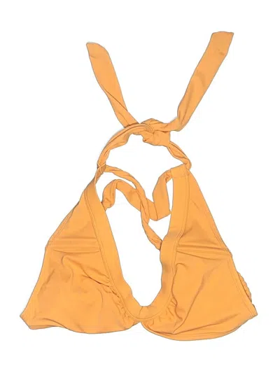 Pre-owned Kona Sol Swimsuit Top Orange Solid Pattern Swimwear
