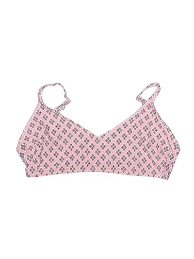 Pre-owned Kona Sol Swimsuit Top Pink Argyle Pattern Swimwear