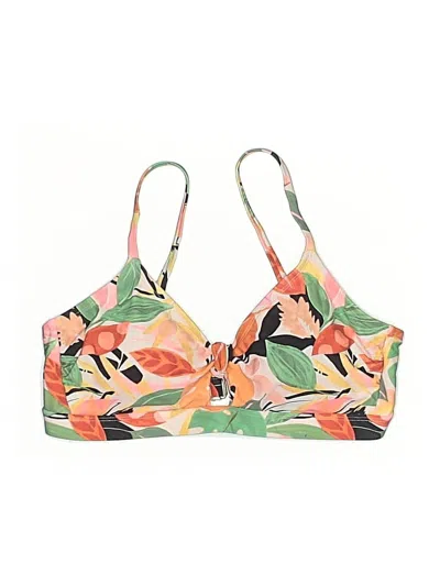 Pre-owned Kona Sol Swimsuit Top Pink Tropical Pattern Swimwear