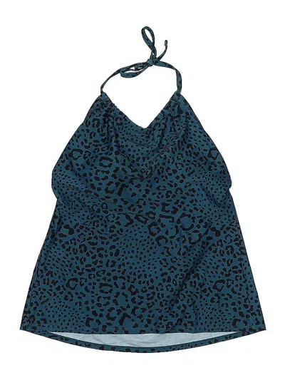 Pre-owned Kona Sol Swimsuit Top Teal Animal Print Pattern Swimwear In Blue