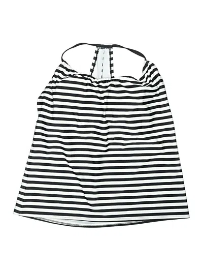 Pre-owned Kona Sol Swimsuit Top White Stripes Pattern Swimwear