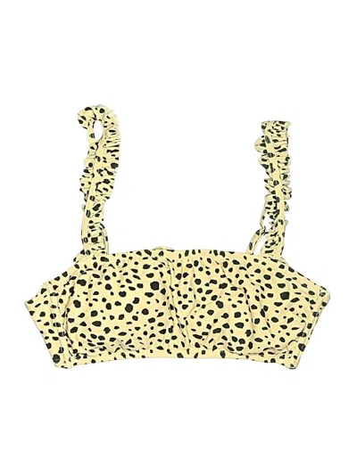 Pre-owned Kona Sol Swimsuit Top Yellow Animal Print Pattern Swimwear