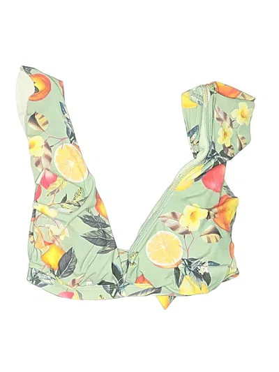 Pre-owned Kona Sol Swimsuit Top Yellow Floral Pattern Swimwear