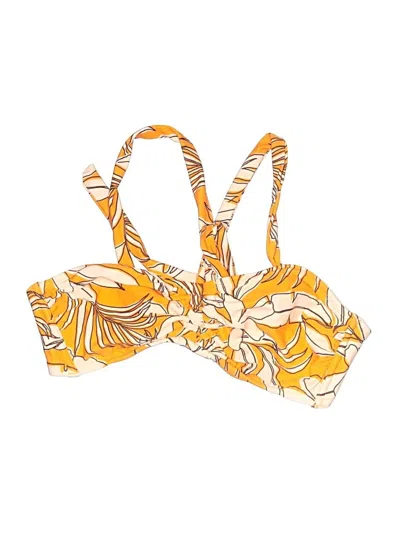 Pre-owned Kona Sol Swimsuit Top Yellow Print Pattern Swimwear