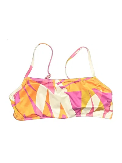 Pre-owned Kona Sol Swimsuit Top Yellow Print Pattern Swimwear