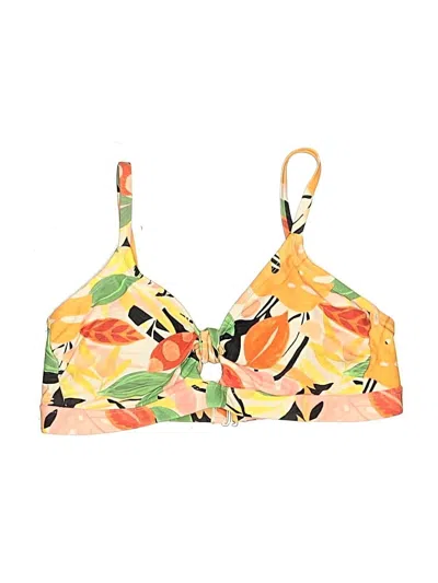 Pre-owned Kona Sol Swimsuit Top Yellow Print Pattern Swimwear