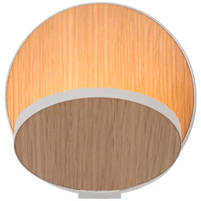 Koncept Gravy 5" White And Oak Swivel Modern Plug-in Led Wall Sconce