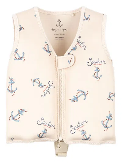 Konges Sløjd Kids' Anchor-print Zip-up Float Vest In Pink
