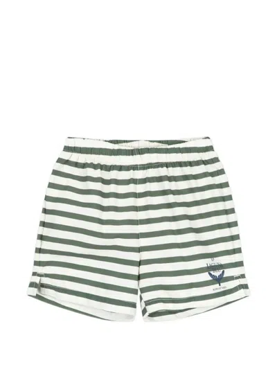 Konges Sløjd Kids' Asnou Striped Drawstring Swim Shorts In Green