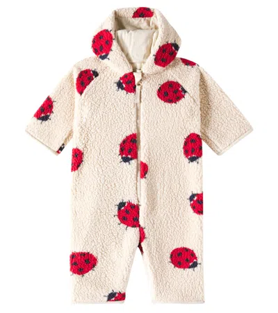 Konges Sløjd Baby Jody Printed Hooded Teddy Onesie In Ladybug Sand