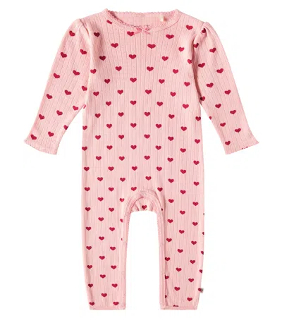 Konges Sløjd Baby Minnie Pointelle Printed Cotton Onesie In Amour Rouge