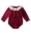 Konges Sløjd Baby Venola Velvet Bodysuit In Red Dahlia