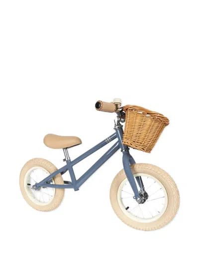 Konges Sløjd Balance Striped Basket Toy Bike In Blue
