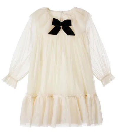 Konges Sløjd Kids' Konges Slojd Bow-detail Tulle Dress In Brown