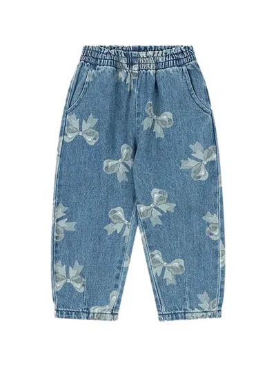 Konges Sløjd Kids' Bow-print Jeans In Blue