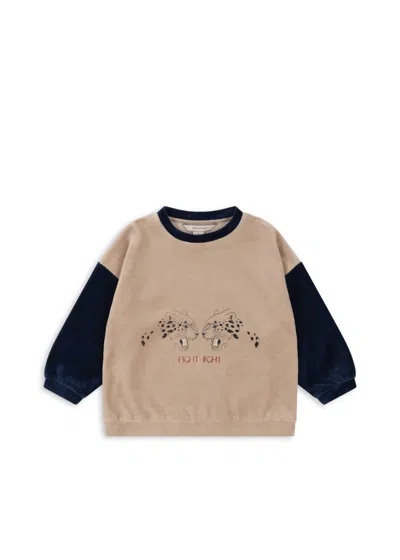 Konges Sløjd Babies' Boy's Wally Sweatshirt In Dress Blue In Brown