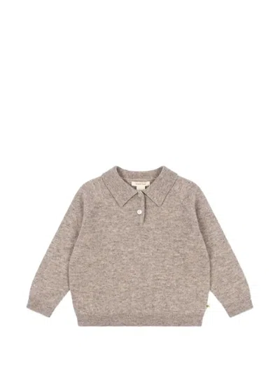 Konges Sløjd Kids' Buttoned Polo Top In Gray