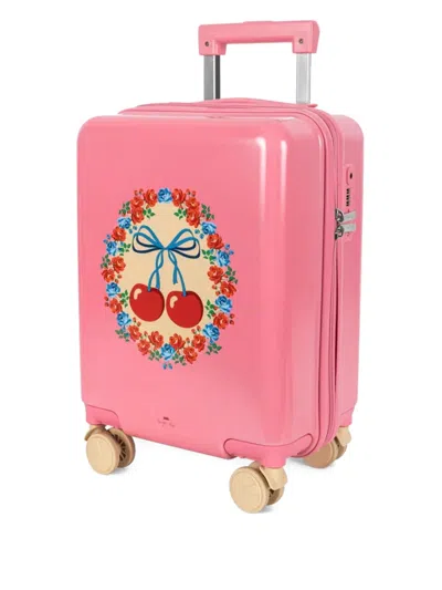 Konges Sløjd Kids' Cherry Bow-print Travel Suitcase In Pink