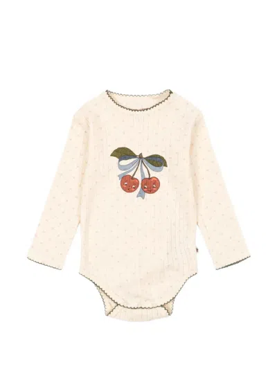 Konges Sløjd Babies' Cherry-print Bodysuit In Neutral