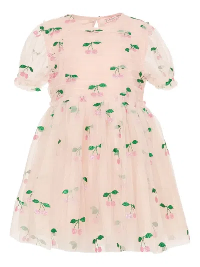 Konges Sløjd Kids' Cherry-print Short-sleeved Dress In Pink