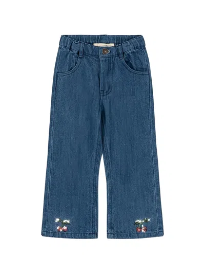 Konges Sløjd Kids' Cherry-embellished Jeans In Blue